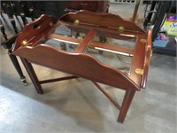SOILD CHERRY DROP SIDE GLASS PANEL BUTLERS TABLE