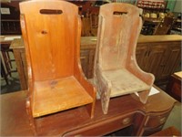 TWO SOLID WOOD CHILDS CHAIRS