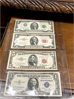 2-$2. GREEN & RED SEAL, 1 RED SEAL $5, 1935 $1.00