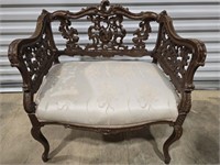 Antique Italian Hand Carved Walnut Parlor Chair