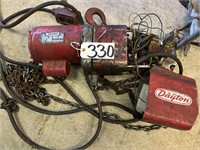 2 Ton Dayton 3Z374A Electric Hoist w Doerr Motor