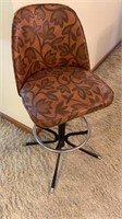 Vintage vinyl leaf print swivel stool