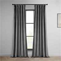 Destiny Grey Velvet Rod Pocket Curtain 50x108