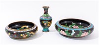 Chinese Cloisonne Enamel Vase & Bowls, 3