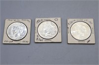 3 San. Fran. "Peace Silver Dollars" 1921/26 "S"
