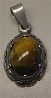 VNTG Sterling Silver Mexican Tiger's Eye Pendant
