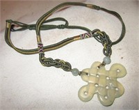 Chinese Mystic Knot Feng Shui Jade Necklace