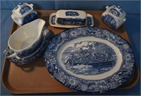 Assorted Liberty Blue Serving Pieces