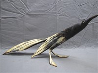 Vintage Bird Art Sculpted From Genuine Bull Horn