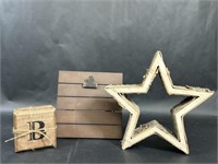 Tree Bark Star, Wooden B Coasters, Slat Photo Clip