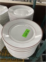 LOT: 9" Red Rimmed Commercial Dinner Plates