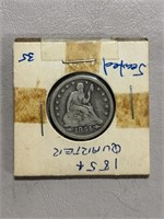 1854 SEATED QUARTER W/ ARROWS