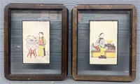 (2) Framed Vintage Japanese Art