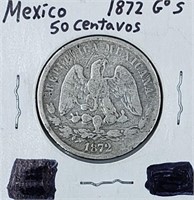 1872 Mexico Silver 50 Centavos