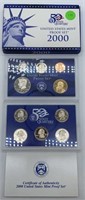 2000 US Mint Proof Set, 10 Coins, (5) Regular