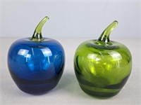 Pair Of Art Glass Apples