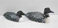 Pair of Hand Crafted Wooden Painted Loon Figures