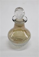 Vintage Amber Glass Scent Bottle w Stopper 4.5"