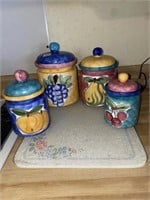 4 PC. CANISTER SET AND COOKIE JAR