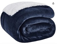 Bedsure Navy Sherpa Fleece Blanket king Size