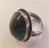 Ring, Silver, Turquoise, Size 8