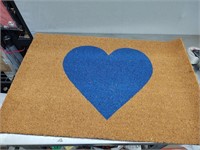 New Coir Blue Heart Door Mat