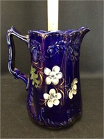 English Floral Pitcher Signed