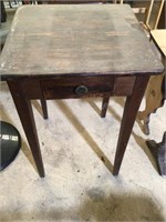 Small Wood Table with Center Drawer