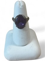 Sterling Silver .925 Ring with Blue Stone, Size 5