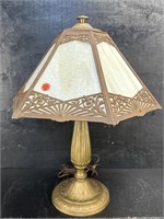 ANTIQUE SIGNED A&R ART NOUVEAU SLAG GLASS LAMP