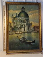 Oil painting on canvas - Venice? - signed - small