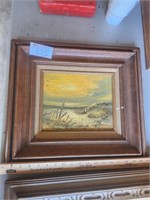 Great wood frame with nautical oil on canvas