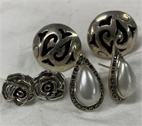 (3) Pairs of Sterling Silver Earrings -