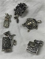 (5) Unusual Sterling Silver Pendants / Charms -