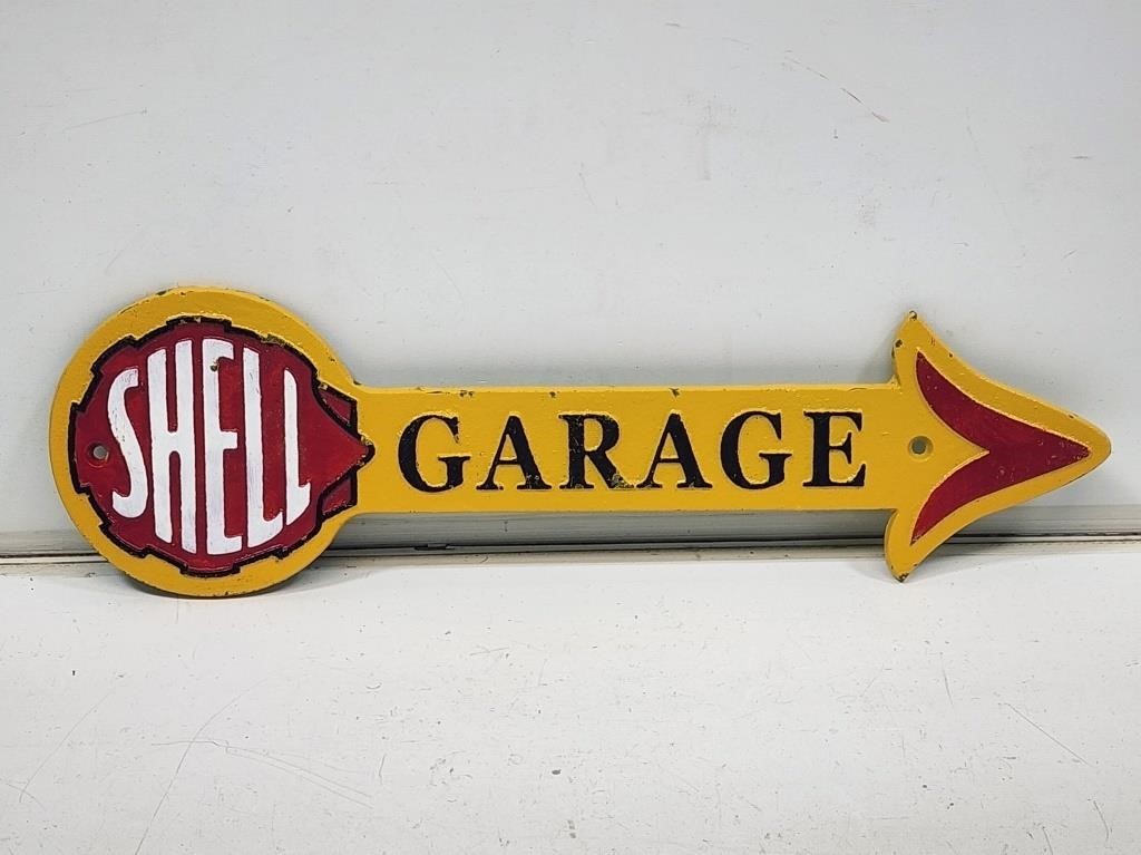 Cast Iron Shell Garage Arrow Sign