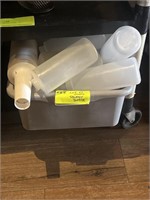 a lot of plastic squeeze bottles