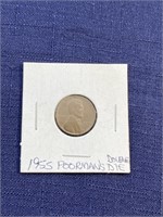 1955 coin Lincoln wheat cent penny