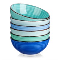 vancasso Bonita 27 Oz Cereal Bowls Set of 6, Blue