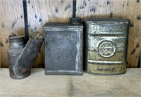 Antique Oil Can Miners Wick Lamp & Carbide Tin