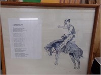 Cowboy picture with poem sketching