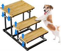Adjustable Bamboo Pet Stairs for Dogs