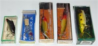 5 VINTAGE FISHING LURES MIB