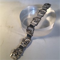 830 SILVER LINK BRACELET ART NOUVEAU MOTIF