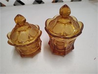 2 Fostoria Coin Glass Lidded Dishes