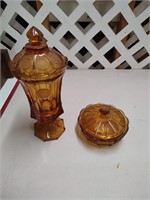 Fostoria Coin Glass Lidded Dish and Urn