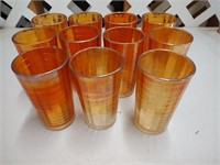 11 Marigold Carnival Glass Cups