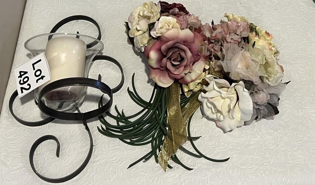 Sconce and Hanging Floral Arrangement