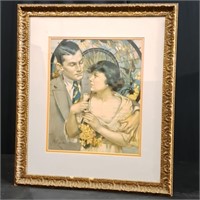Framed Art Nouveau Couple in Romantic Pose