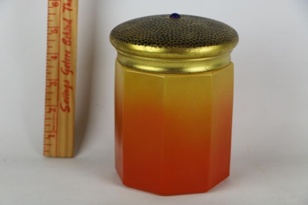Antique Tobacco Jar/Humidor w/ Jeweled Lid