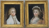 PAIR OF FRENCH PORTRAITS IN GILT FRAMES
